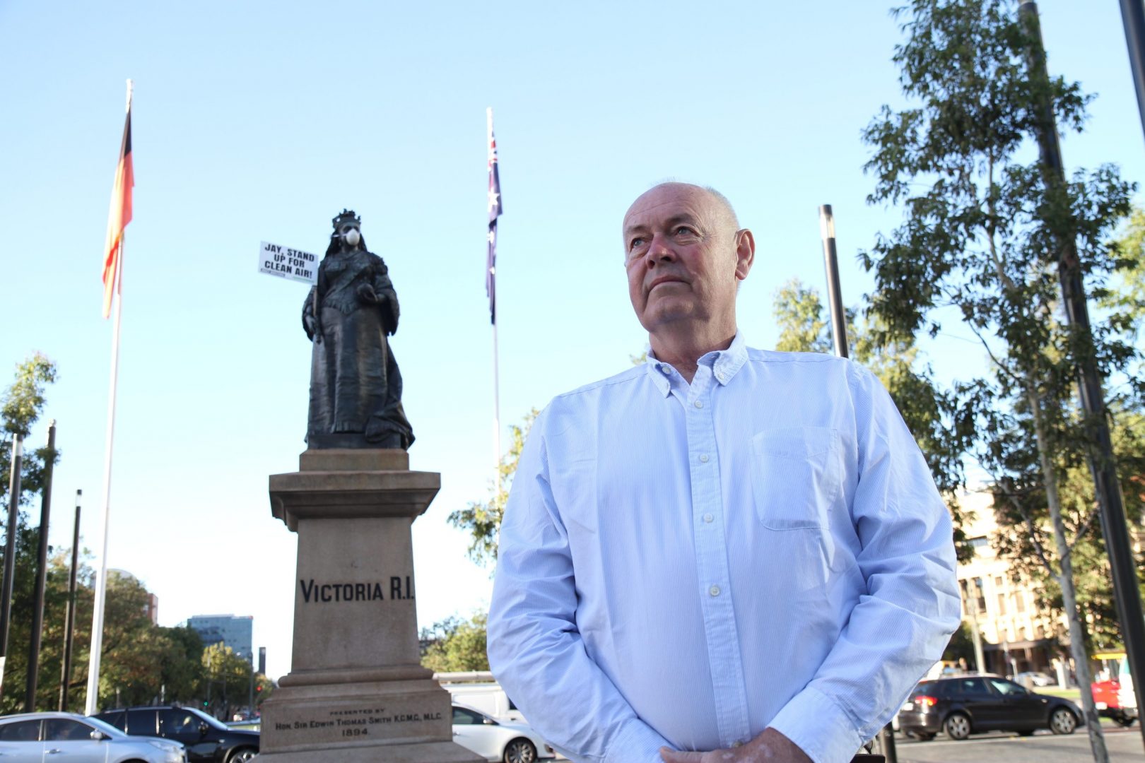 Port Augusta Resident Alan McMahon Stands up for Clean Air|Explorer John McDouall Stuart Stands up for Clean Air in Port Augusta|20180314_0904260-1-min|GP0STRNBU-2-min