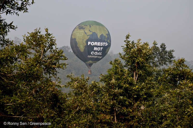 Hot Air Balloon over Forest in India