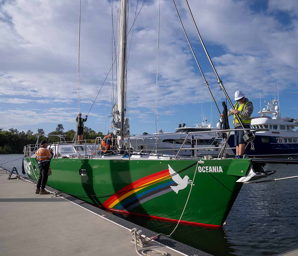 Oceania, a purpose-designed environmental campaigning vessel enables Greenpeace—one of the world’s best-known environmental organisations—to amp up at-sea activity over some of the world’s most beautiful and ecologically precious waters, from the Great Barrier Reef to Western Australia’s Scott Reef, to the South Tasman Sea and the waters of Pacific Island nations.